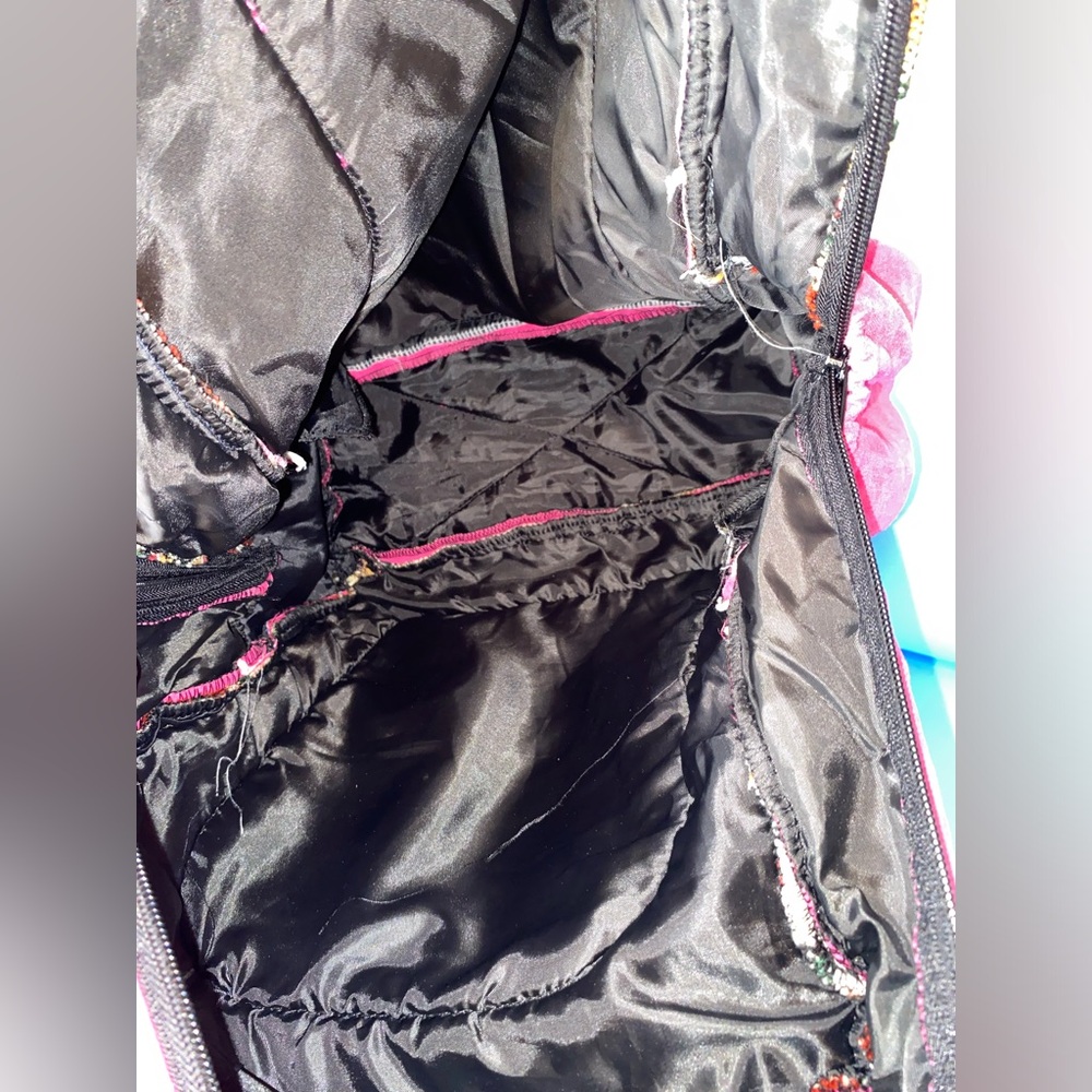 Pink And Brown Patterned Backpack - image 7